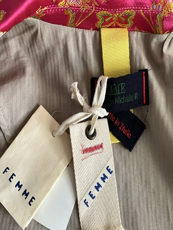 FEMME by Michele R Women's Floral Jacquard Brocade Blazer Pink Gold Italy - Picture 4 of 10